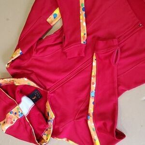 Sheila Moon SF hoodie red LS cycling jersey back pocket XS